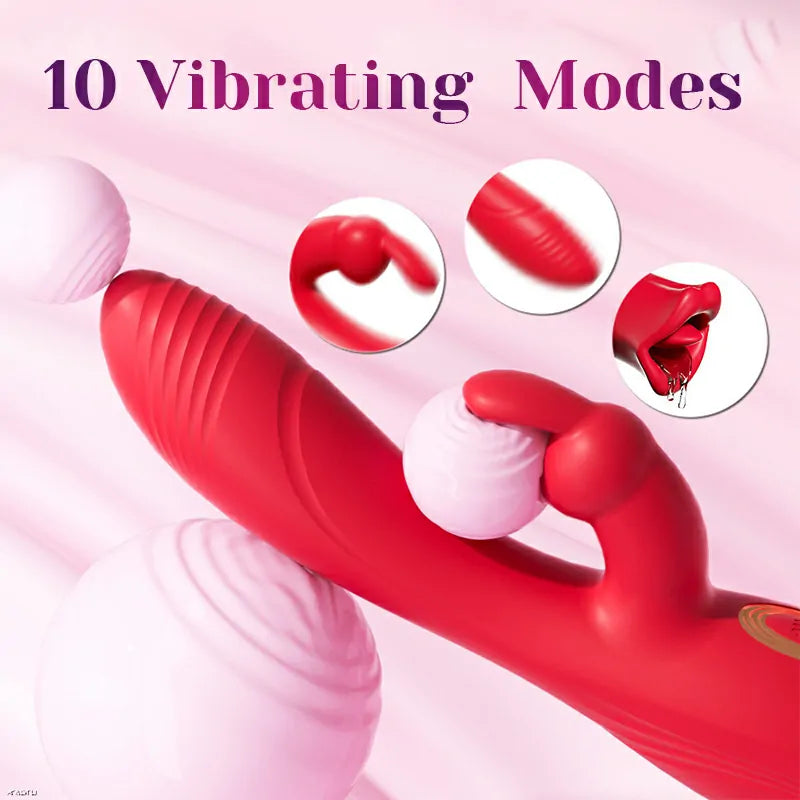 3 In 1 Rabbit Vibrator with Mouth Tongue Stimulation