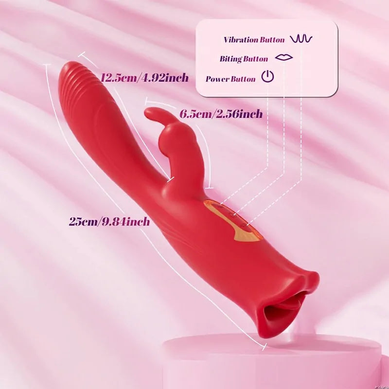 3 In 1 Rabbit Vibrator with Mouth Tongue Stimulation