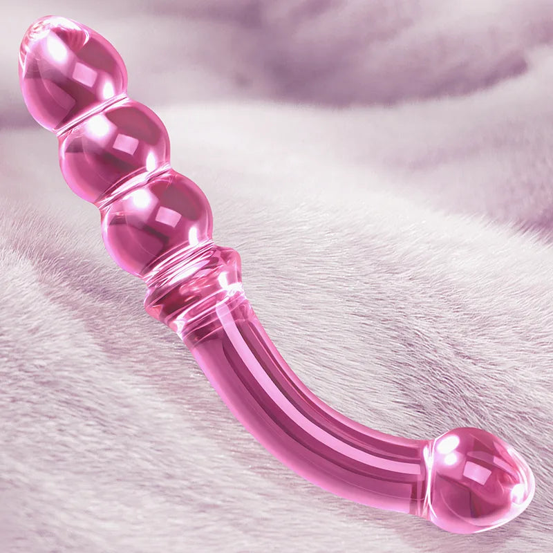 7.67Inch Curved Anal Bead Glass Dildo