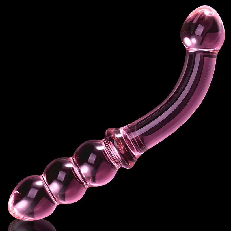 7.67Inch Curved Anal Bead Glass Dildo