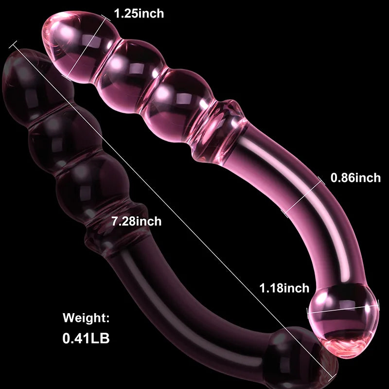 7.67Inch Curved Anal Bead Glass Dildo