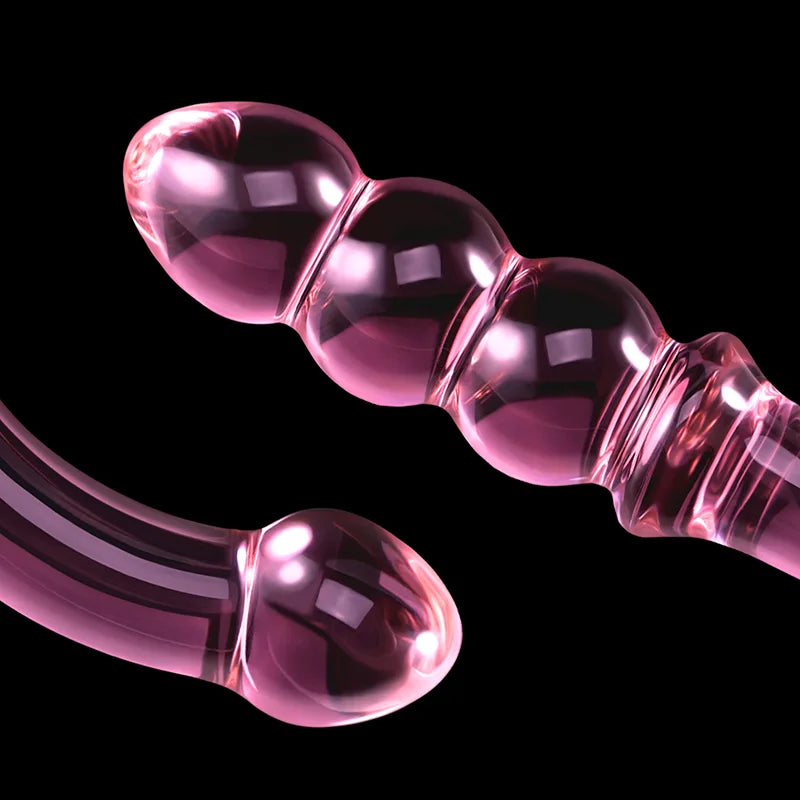 7.67Inch Curved Anal Bead Glass Dildo