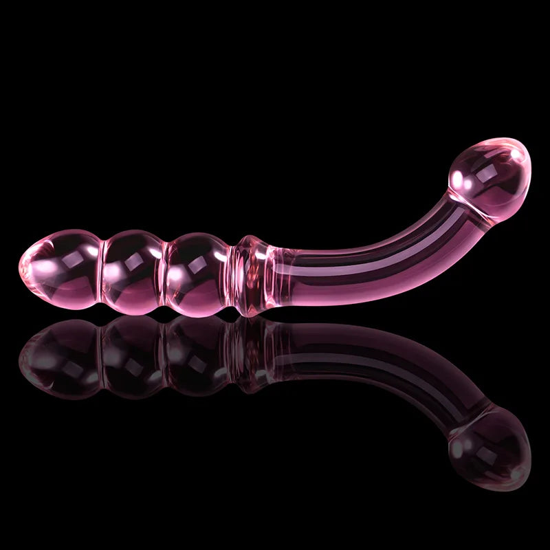 7.67Inch Curved Anal Bead Glass Dildo