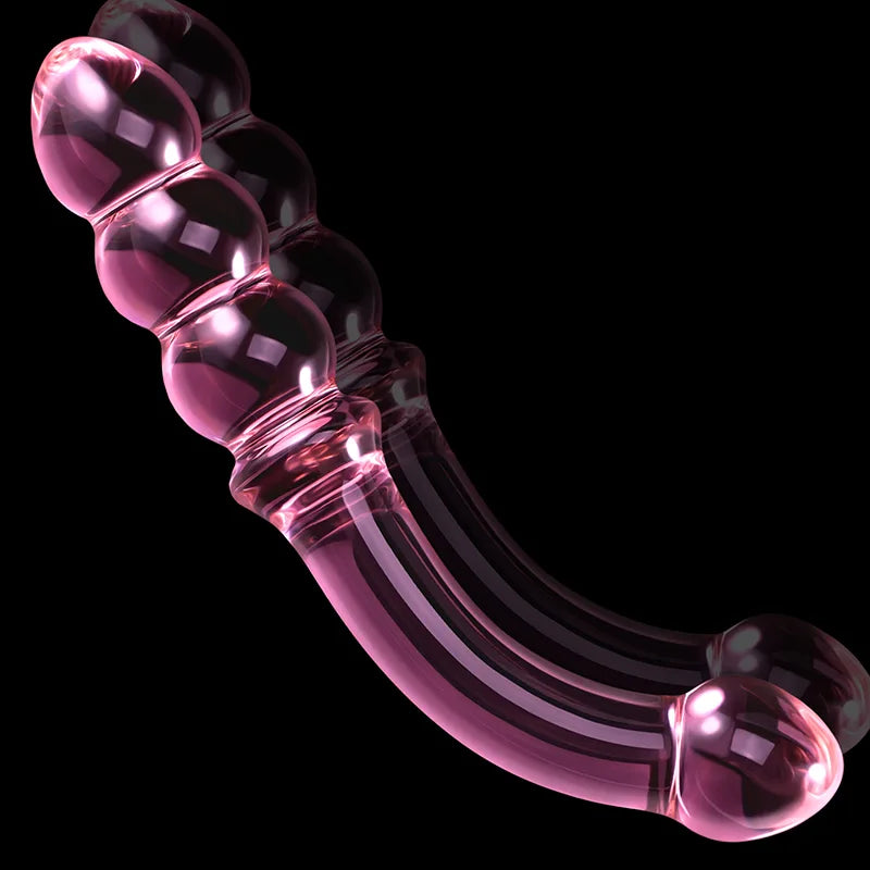 7.67Inch Curved Anal Bead Glass Dildo