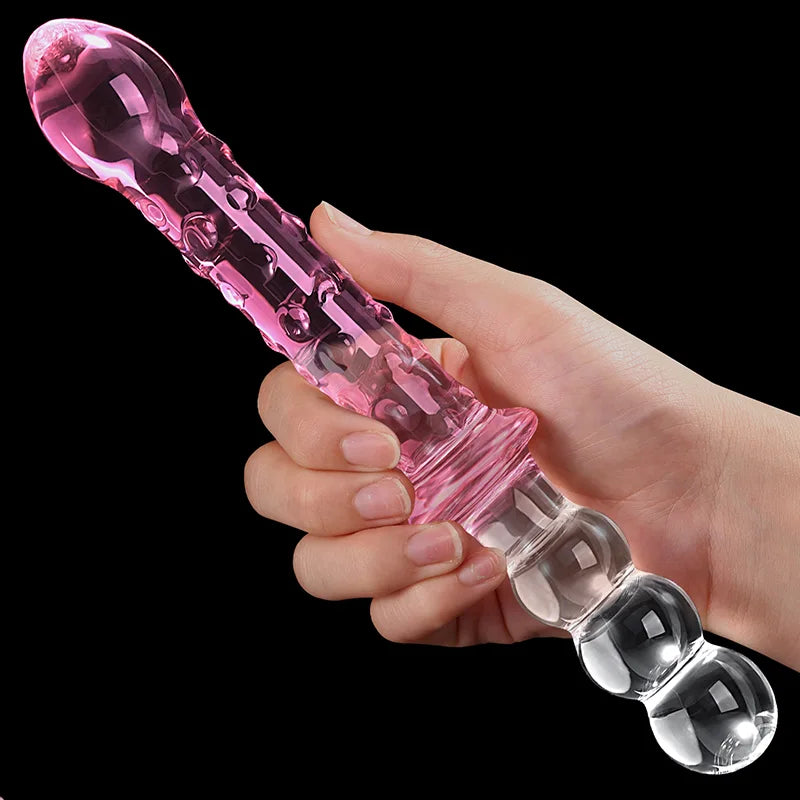 9.25Inch Double Headed Glass Dildo with Anal Beads