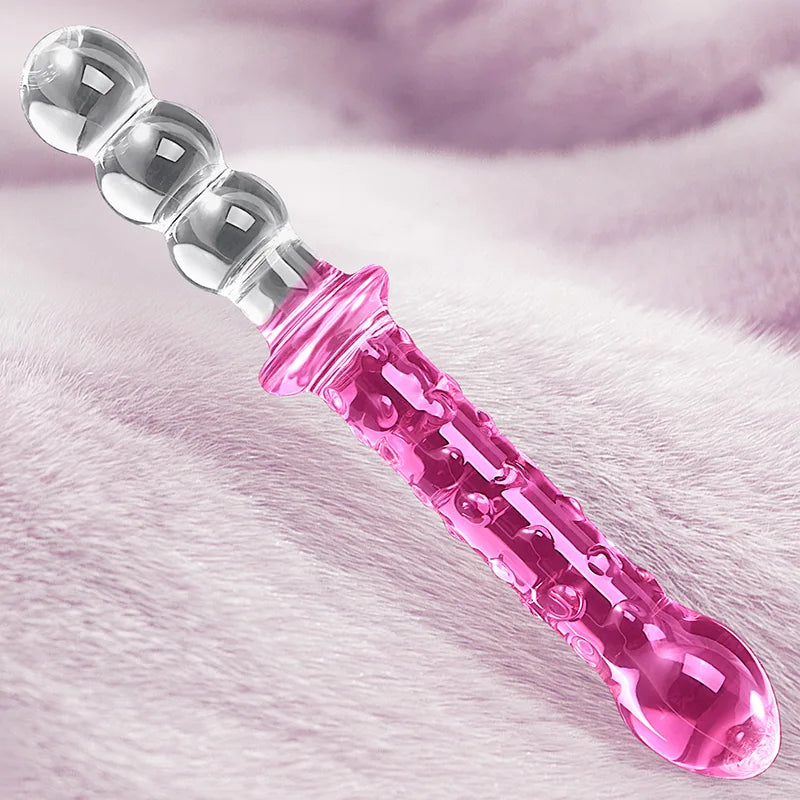 9.25Inch Double Headed Glass Dildo with Anal Beads