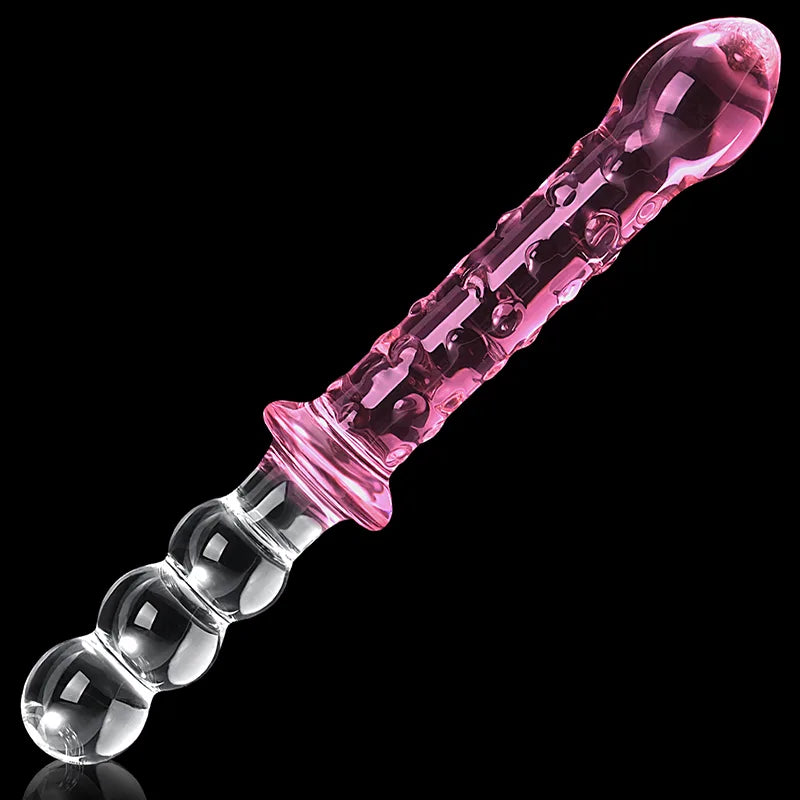 9.25Inch Double Headed Glass Dildo with Anal Beads