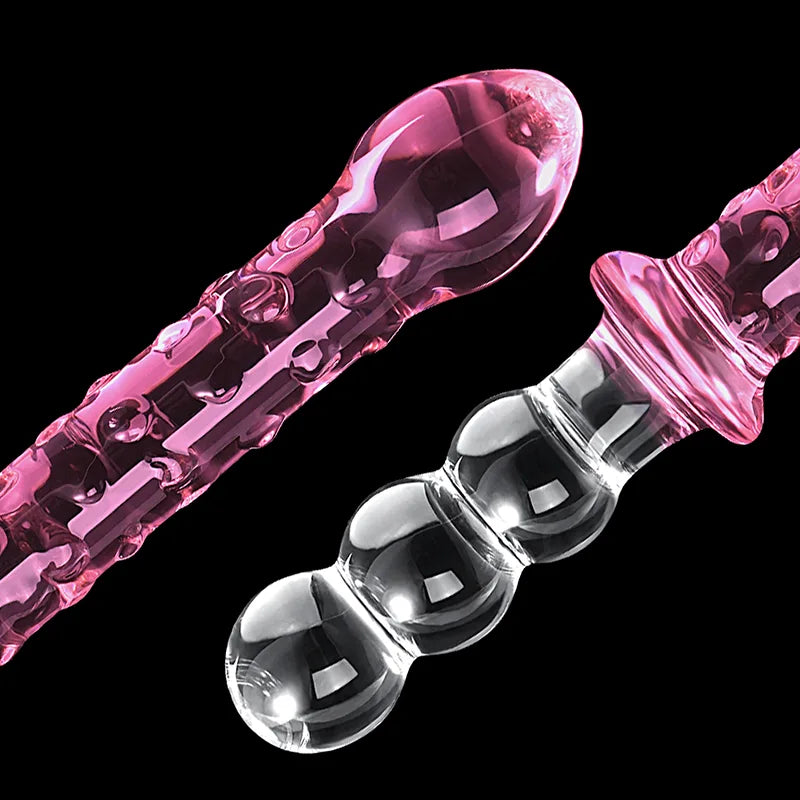 9.25Inch Double Headed Glass Dildo with Anal Beads