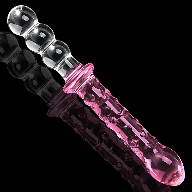 9.25Inch Double Headed Glass Dildo with Anal Beads