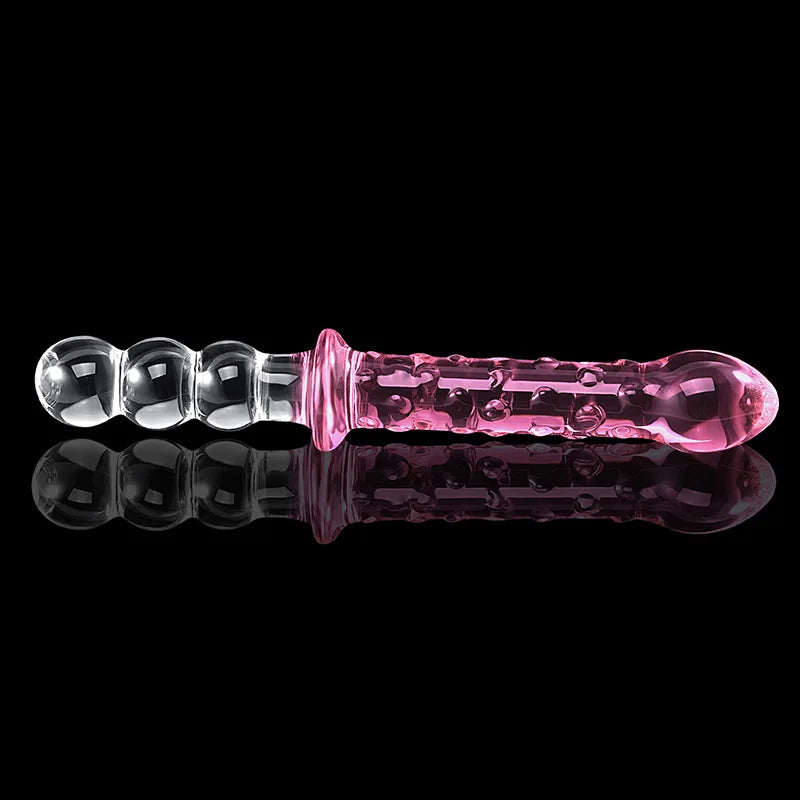 9.25Inch Double Headed Glass Dildo with Anal Beads