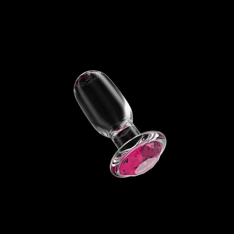 3Pcs Set Glass Butt Plug with Pink Gemstone Base