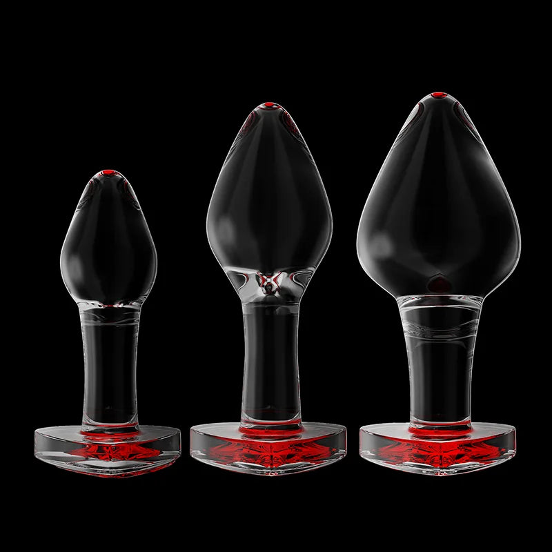 3Pcs Set Glass Butt Plug with Heart-shaped Base