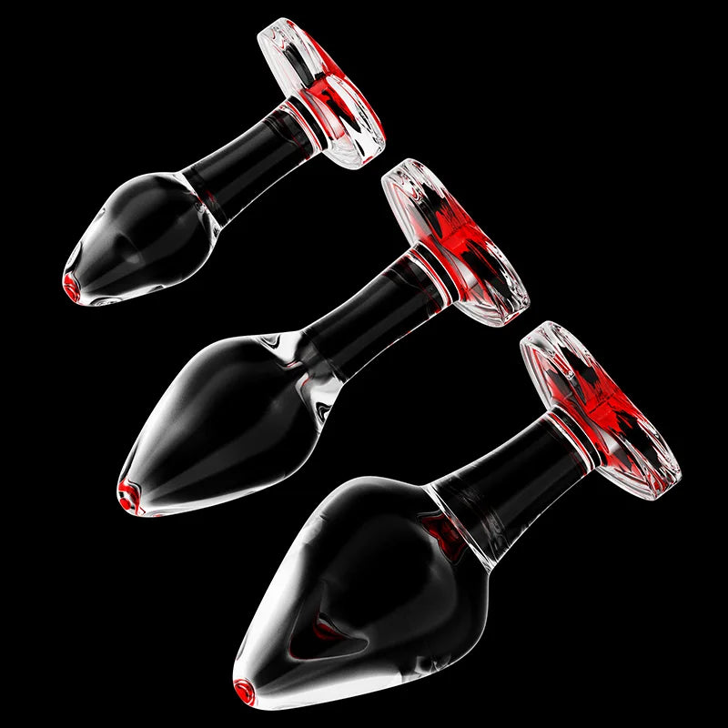 3Pcs Set Glass Butt Plug with Heart-shaped Base