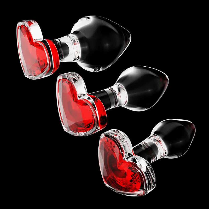 3Pcs Set Glass Butt Plug with Heart-shaped Base