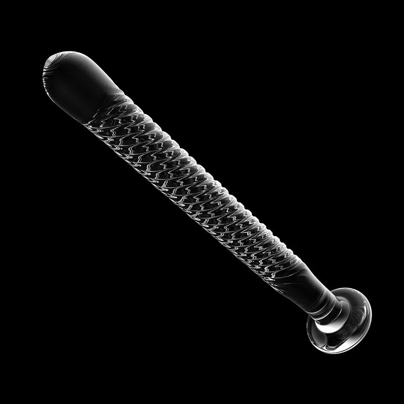 7.48 Inch Transparent Glass Dildo with Spiral Texture