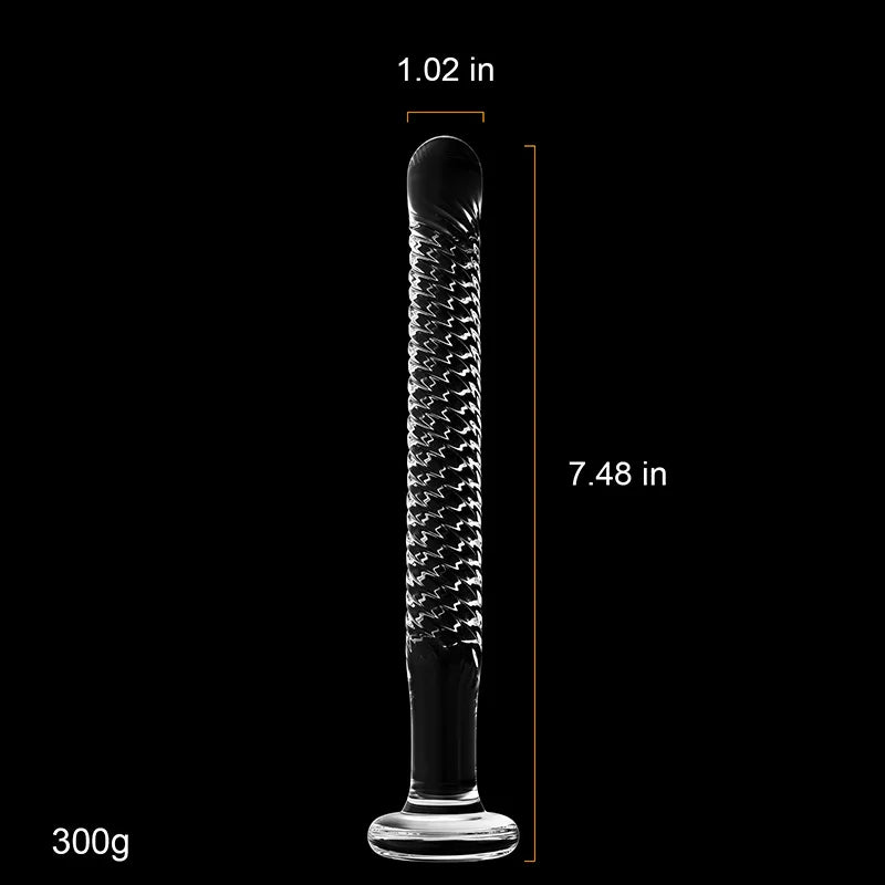 7.48 Inch Transparent Glass Dildo with Spiral Texture