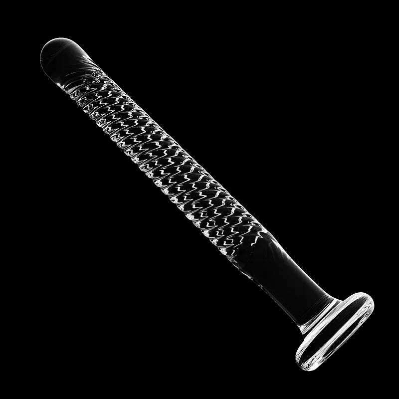 7.48 Inch Transparent Glass Dildo with Spiral Texture