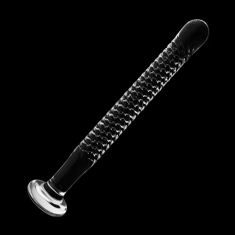 7.48 Inch Transparent Glass Dildo with Spiral Texture