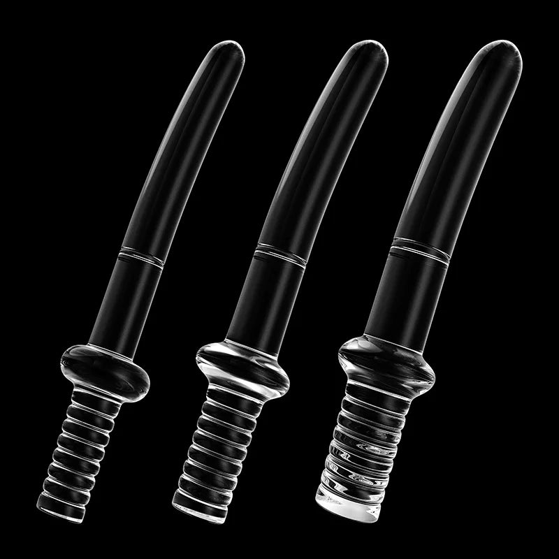 3Pcs Set Clear Glass Handle Dildo