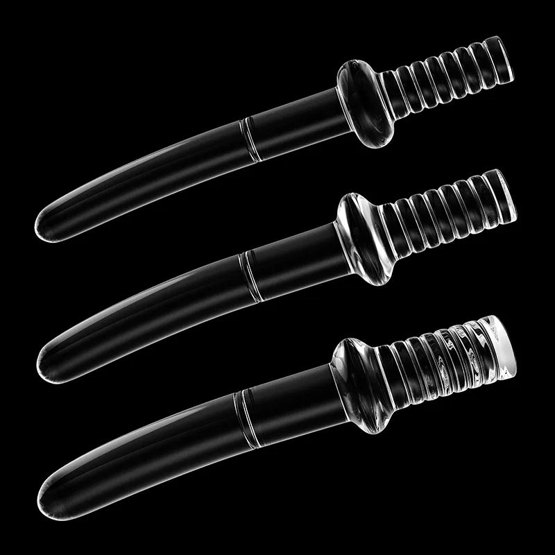 3Pcs Set Clear Glass Handle Dildo