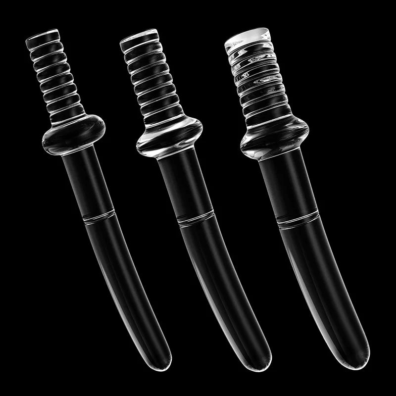 3Pcs Set Clear Glass Handle Dildo