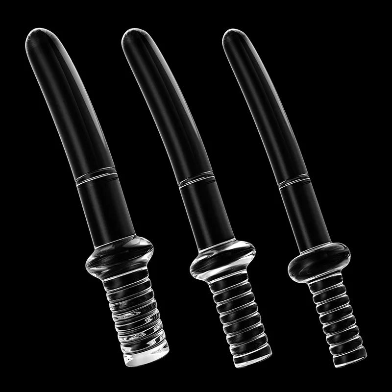 3Pcs Set Clear Glass Handle Dildo