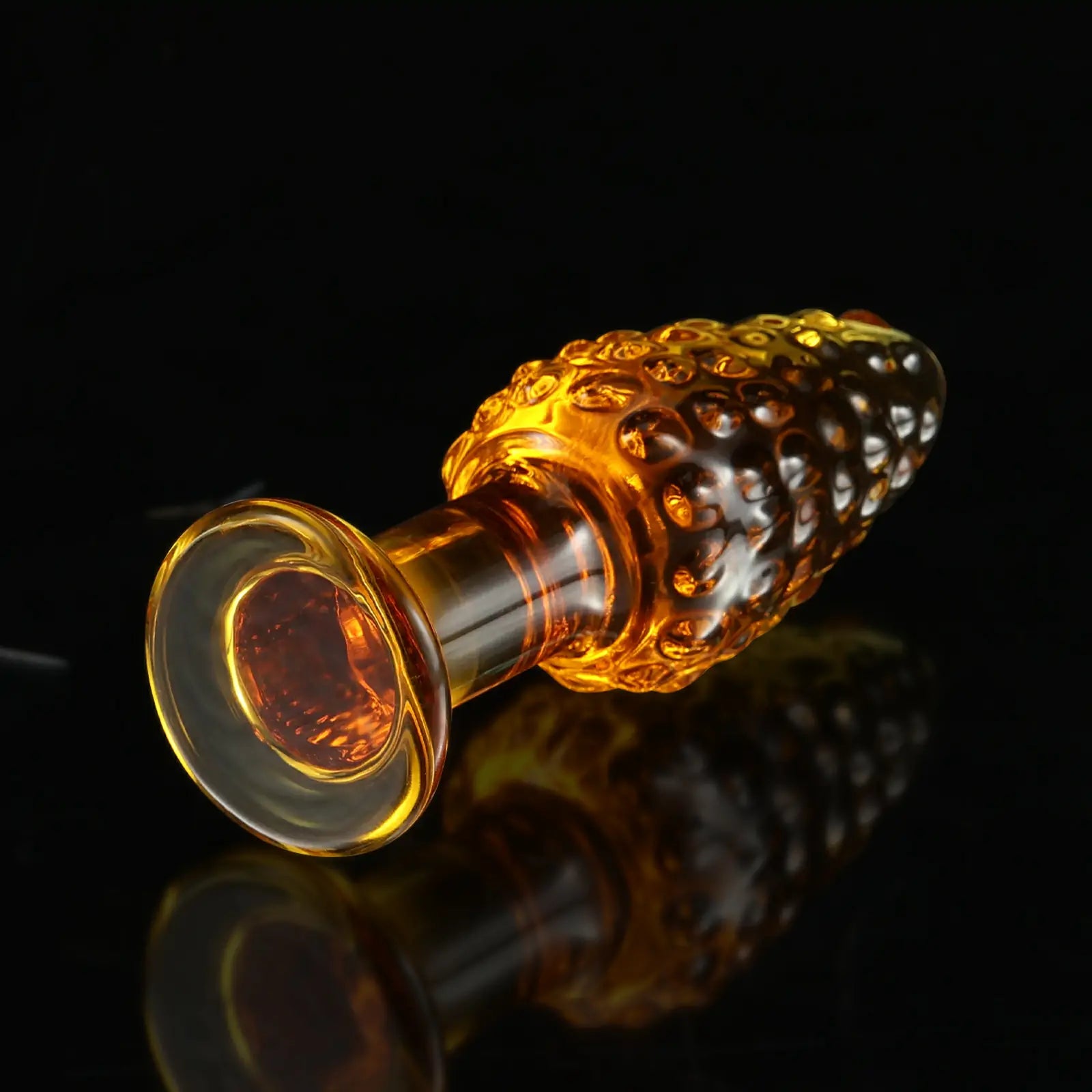 4.3 Inch Orange Textured Glass Butt Plug