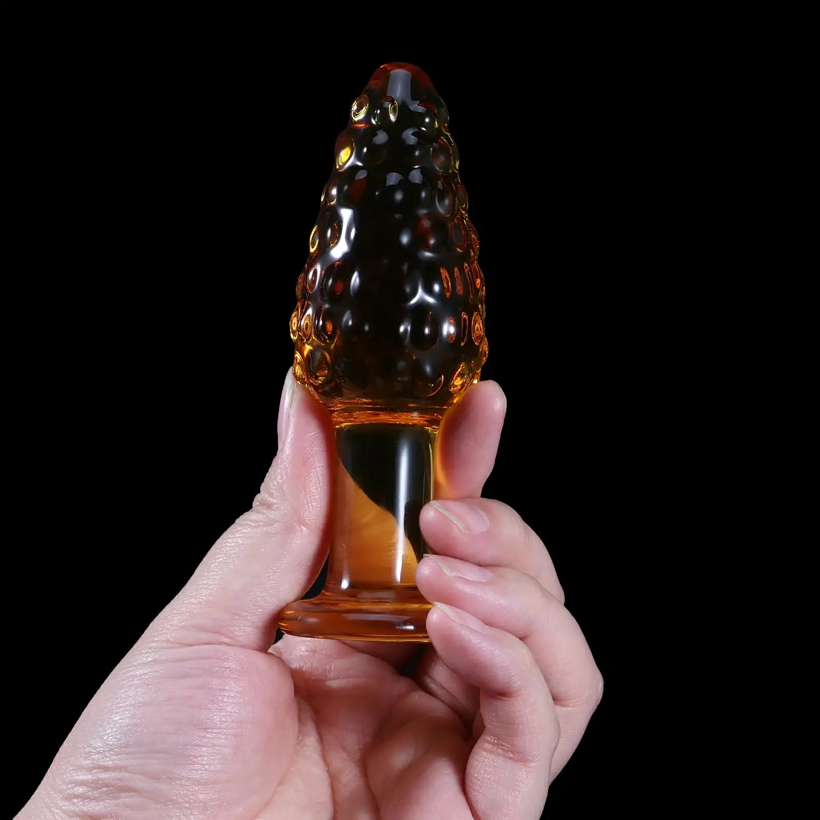 4.3 Inch Orange Textured Glass Butt Plug