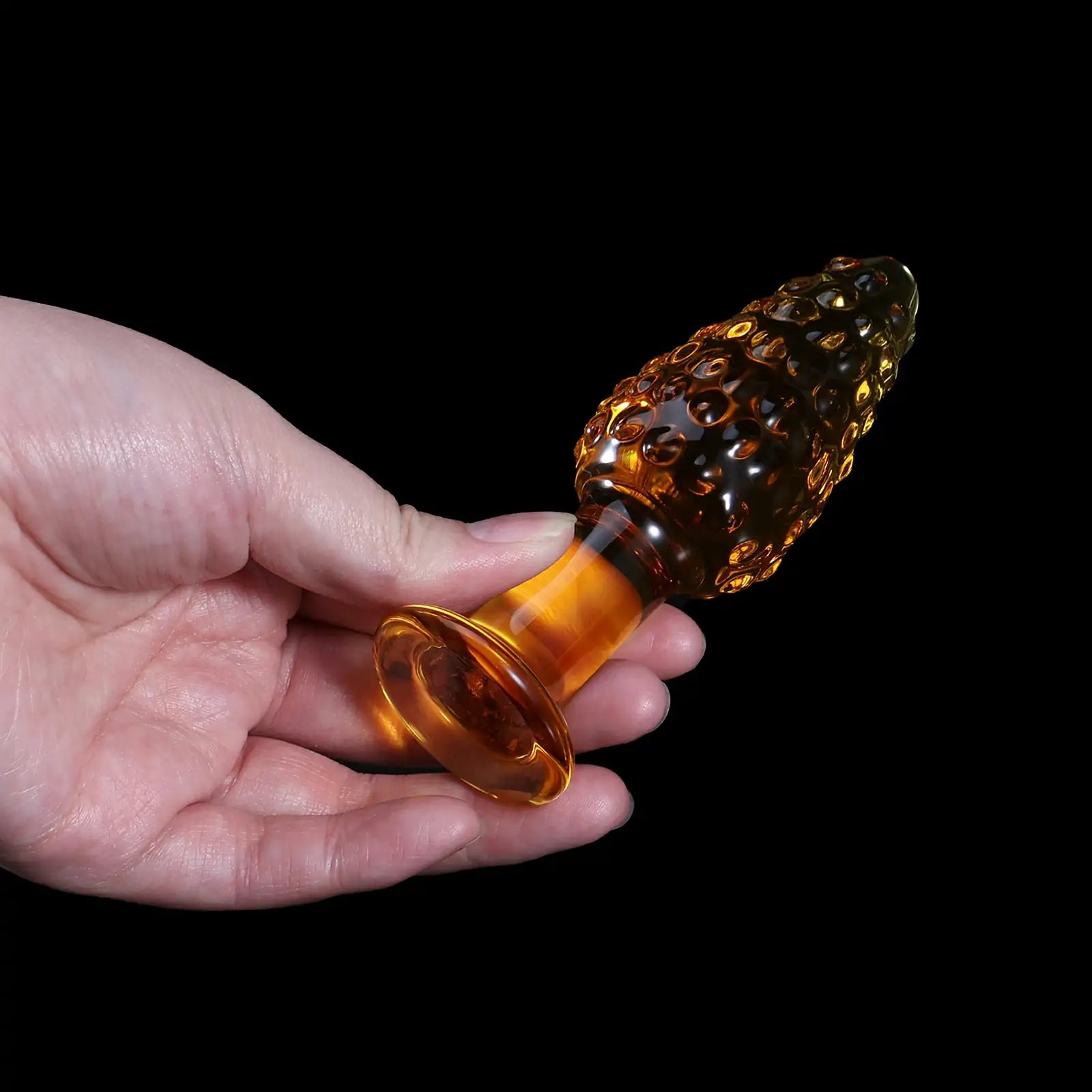 4.3 Inch Orange Textured Glass Butt Plug