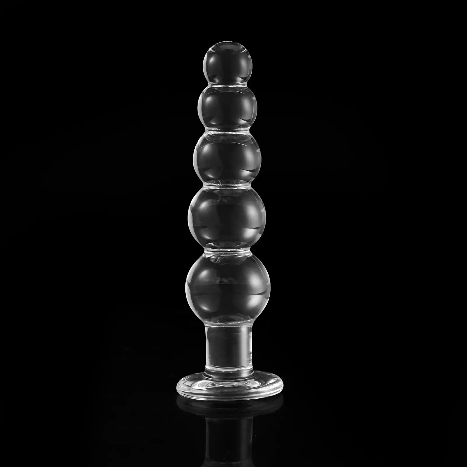 7.6 Inch Transparent Beaded Glass Butt Plug