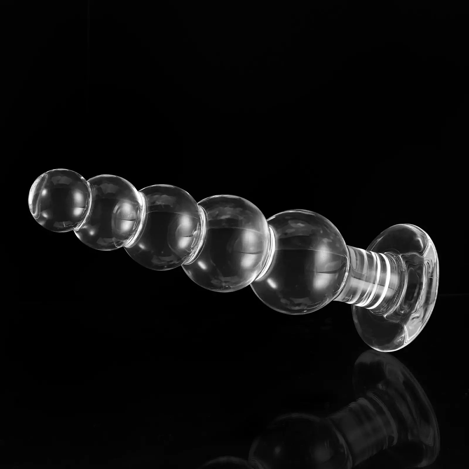 7.6 Inch Transparent Beaded Glass Butt Plug