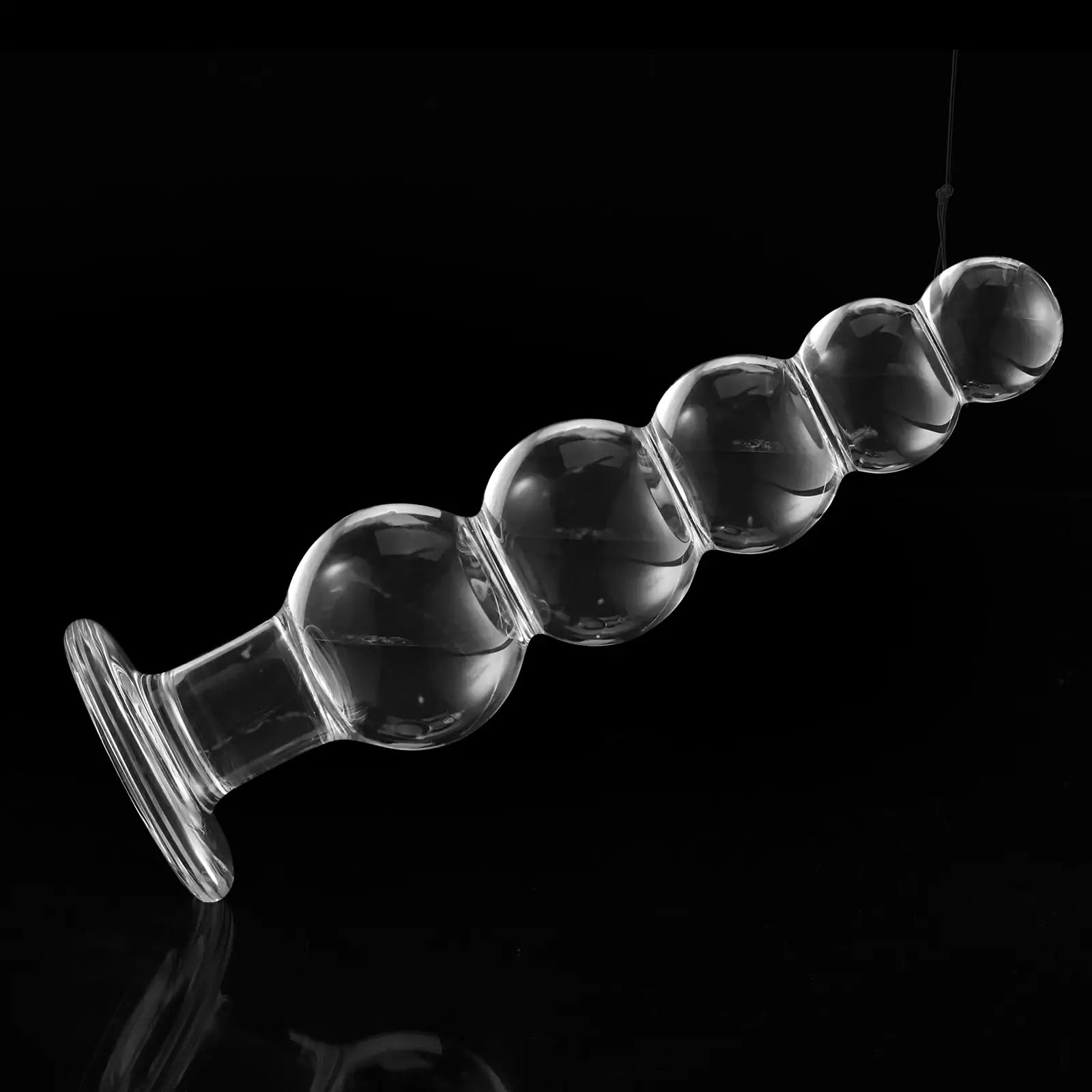 7.6 Inch Transparent Beaded Glass Butt Plug