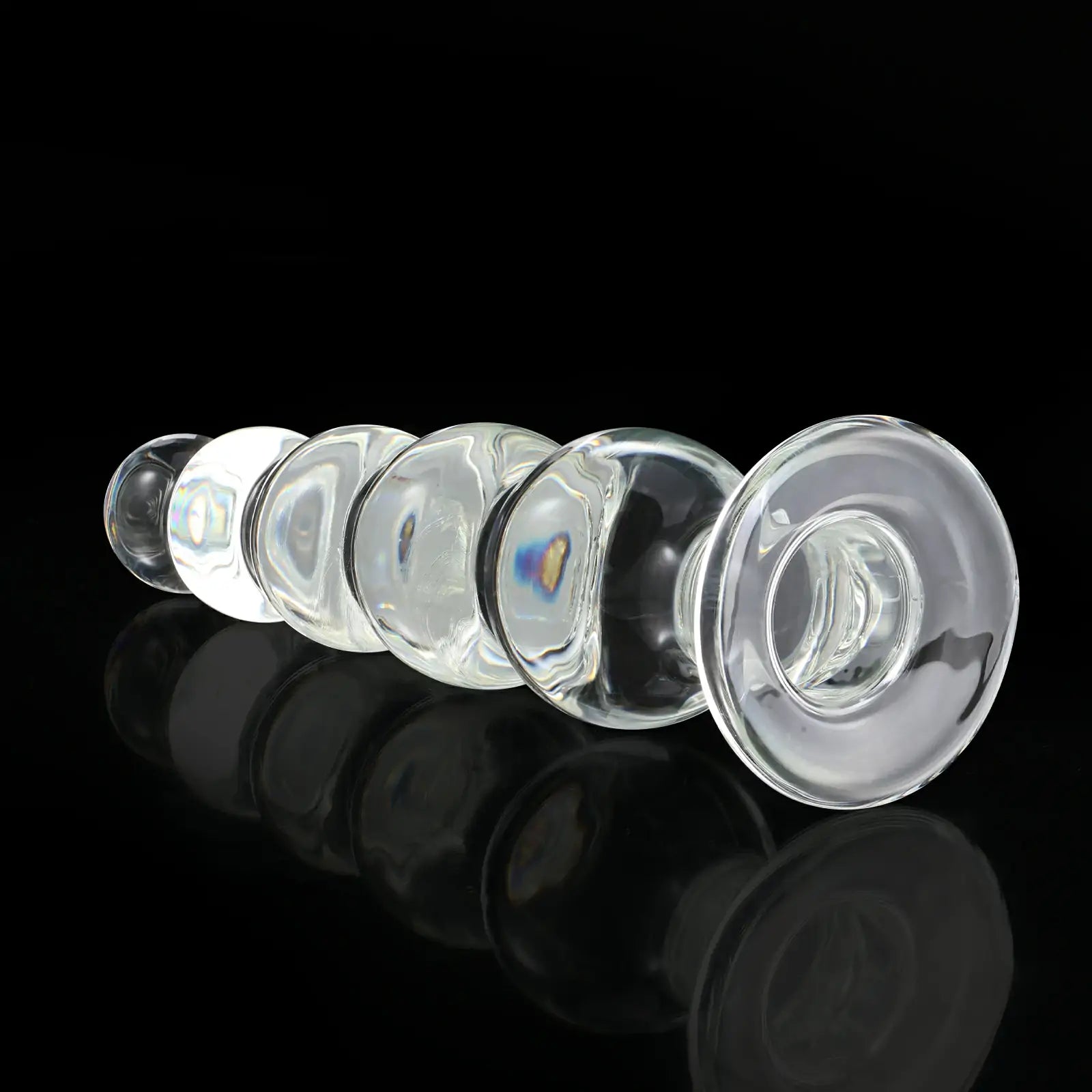 7.6 Inch Transparent Beaded Glass Butt Plug