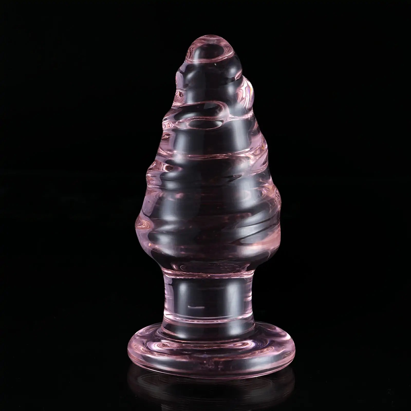 3.7 Inch Pink Spiral Glass Butt Plug