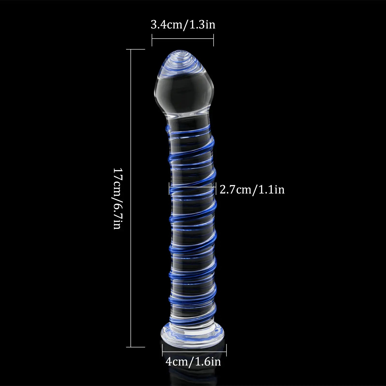 6.7 Inch Blue Threaded Glass Dildo