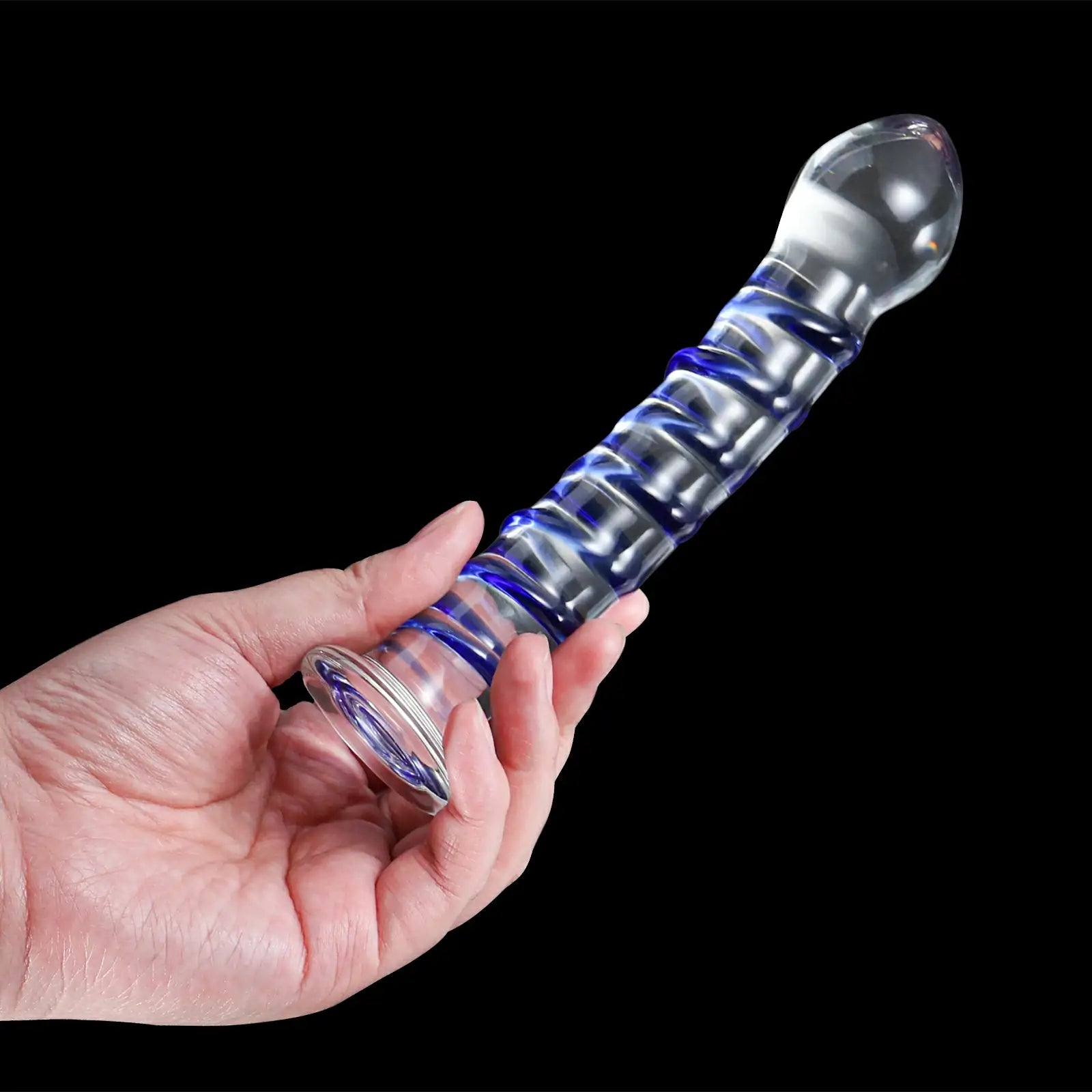 6.7 Inch Blue Threaded Glass Dildo