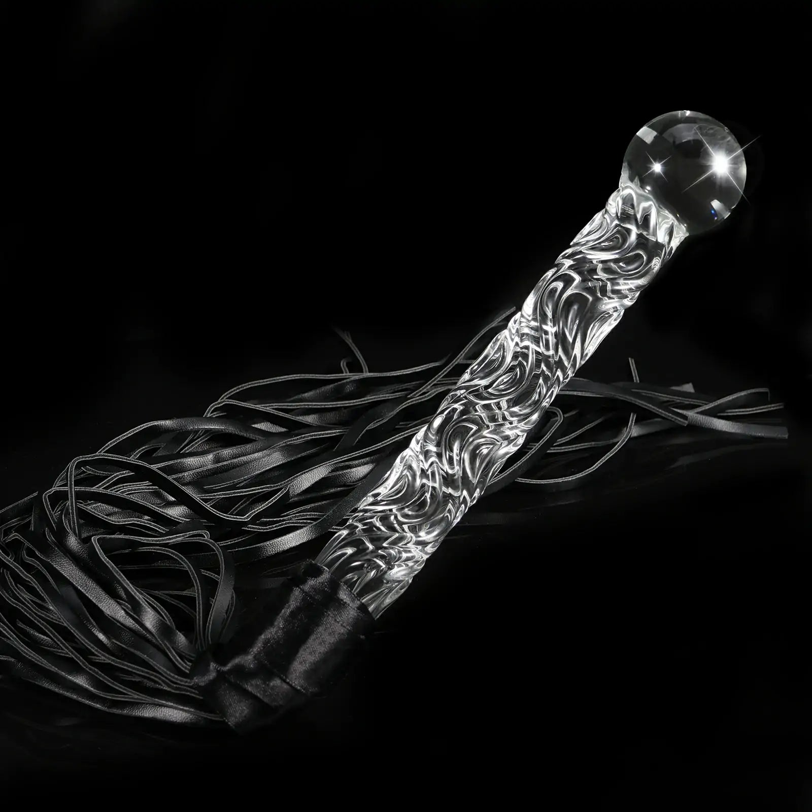 9.1-inch Spiral-Textured Glass Dildo with Whip Design