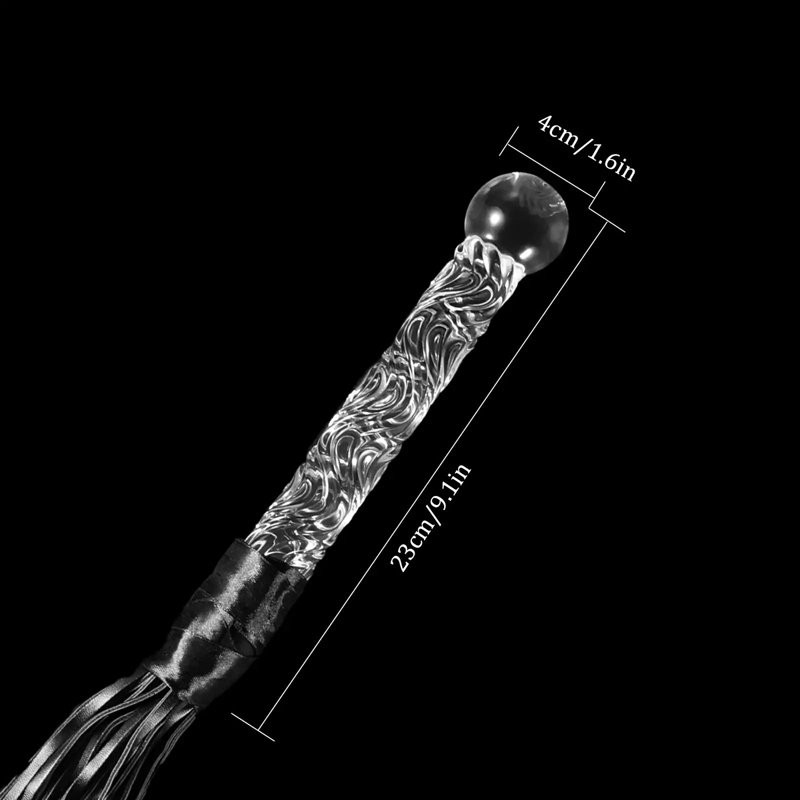 9.1-inch Spiral-Textured Glass Dildo with Whip Design