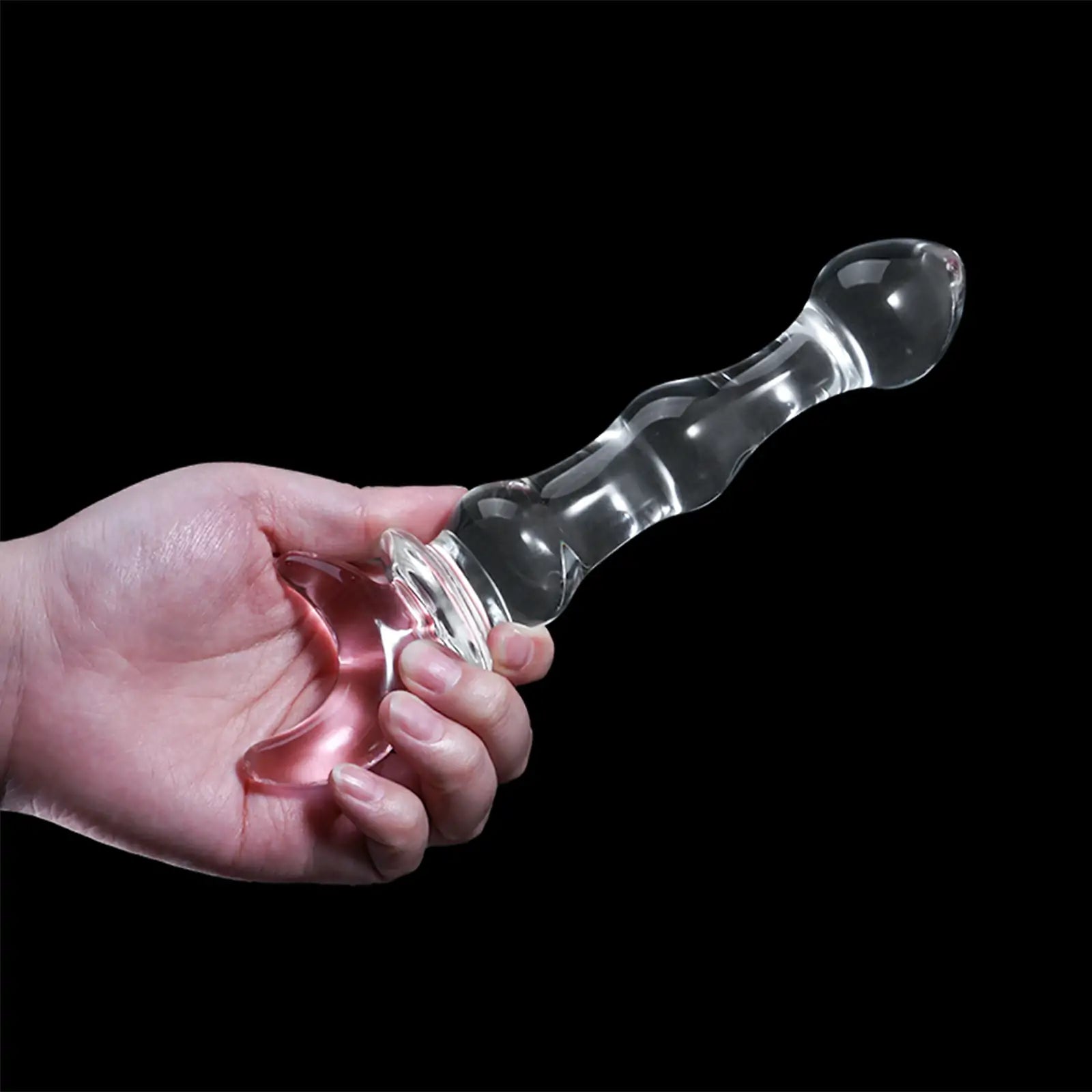 8.5 Inch Crescent-Shaped Glass Dildo