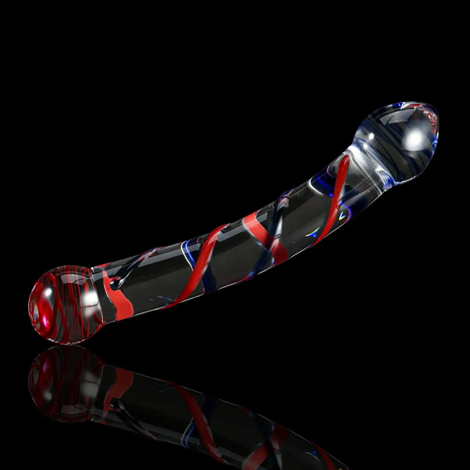 8.1 Inch double-headed glass dildo with realistic glans and vein design.