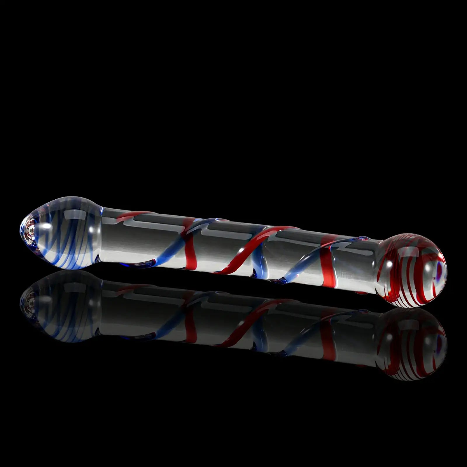 8.1 Inch double-headed glass dildo with realistic glans and vein design.