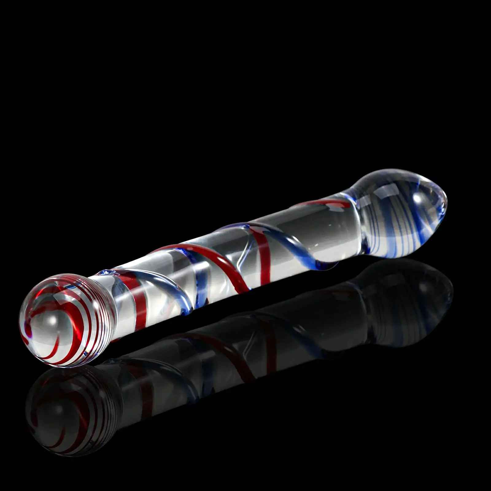 8.1 Inch double-headed glass dildo with realistic glans and vein design.