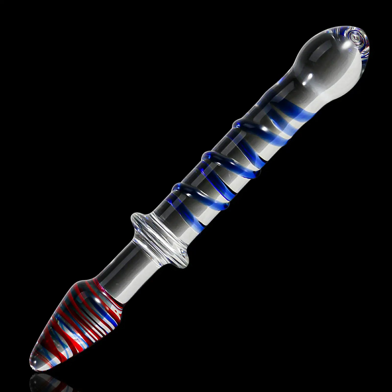 9.3-Inch Sword-Shaped Colored Glass Dildo with Realistic Glans and Vein Design