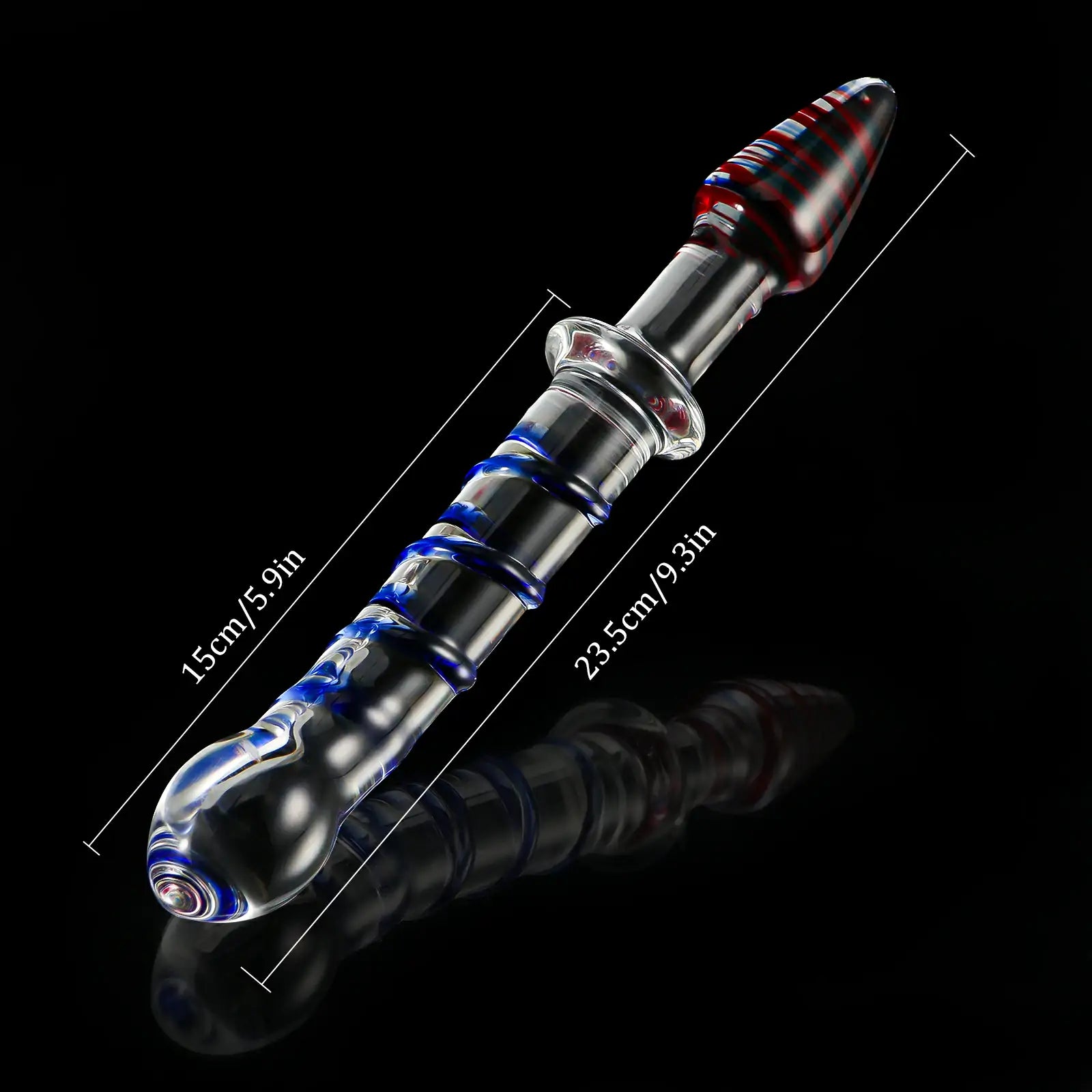 9.3-Inch Sword-Shaped Colored Glass Dildo with Realistic Glans and Vein Design