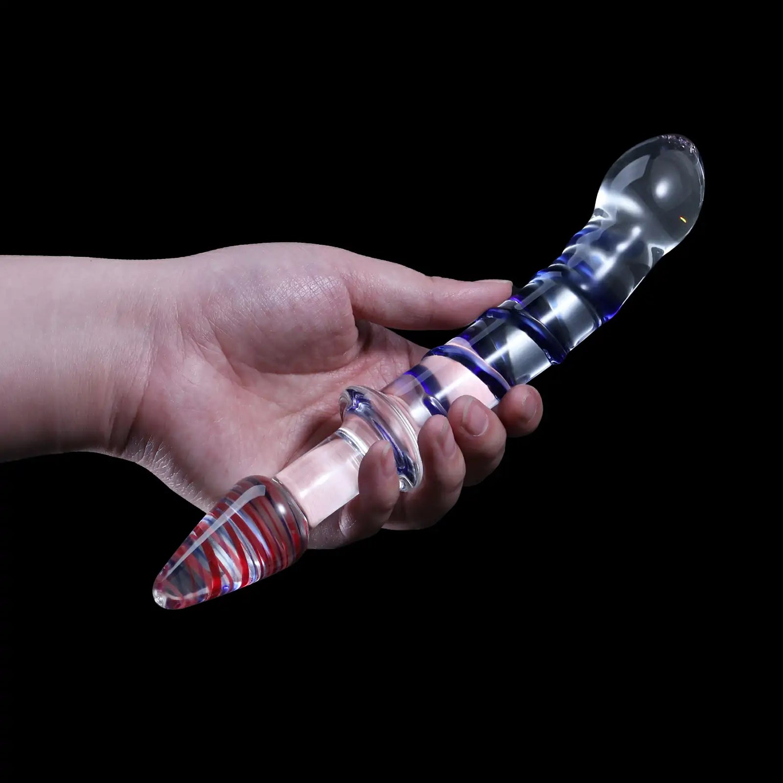 9.3-Inch Sword-Shaped Colored Glass Dildo with Realistic Glans and Vein Design