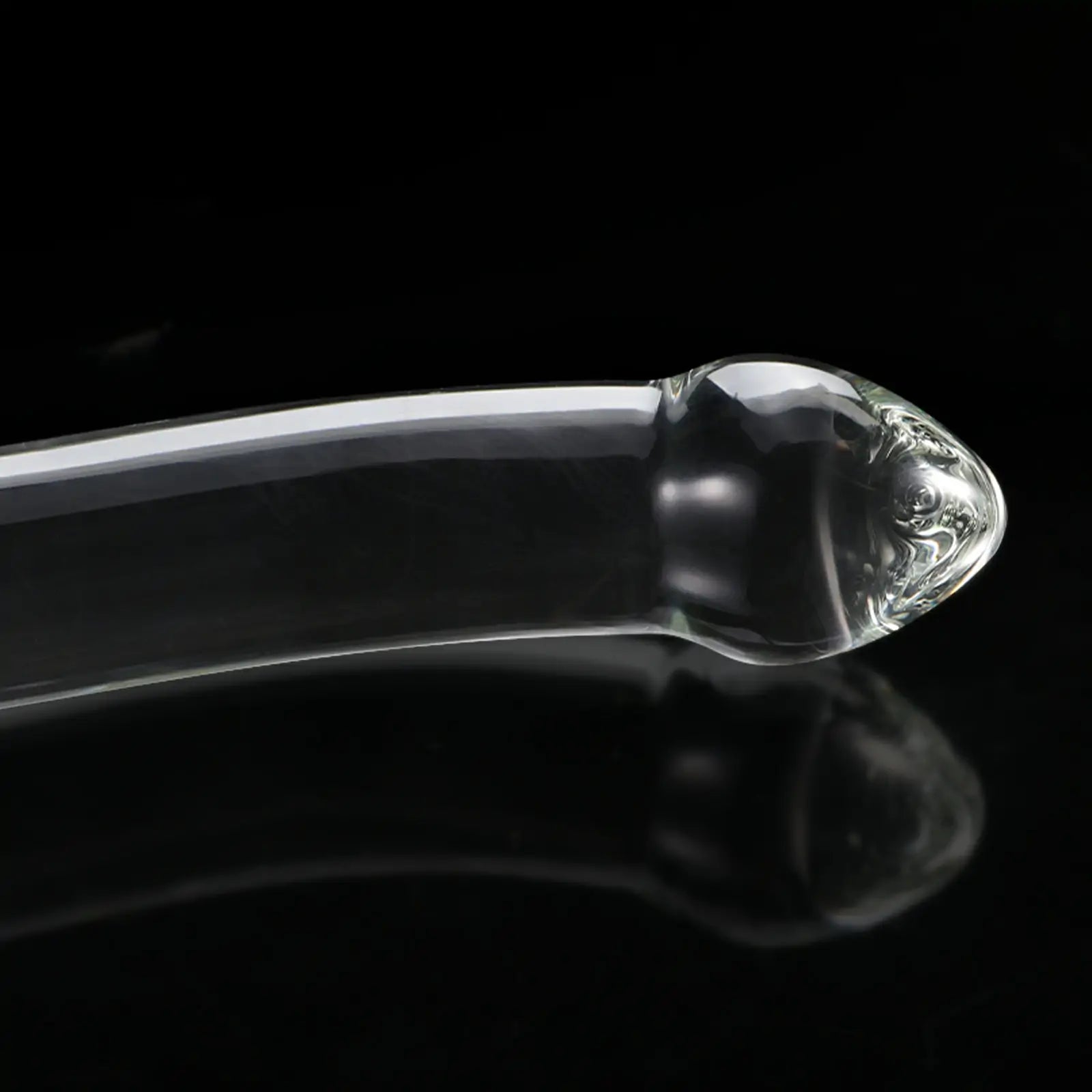 11.8 Inch Curved Glass Dildo with Realistic Glans and Beaded Design