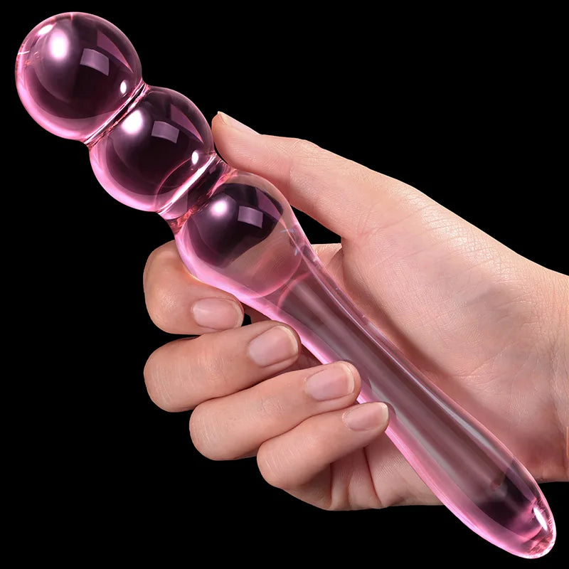 7.75Inch Glass Dildo with 3 Anal Beads