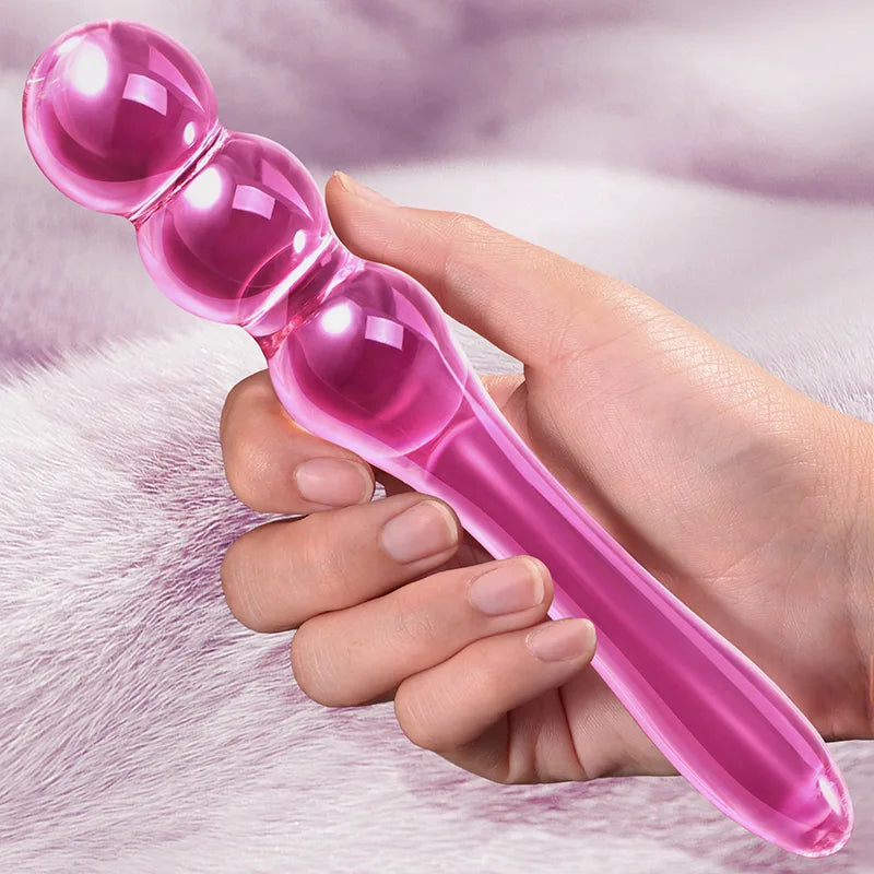 7.75Inch Glass Dildo with 3 Anal Beads