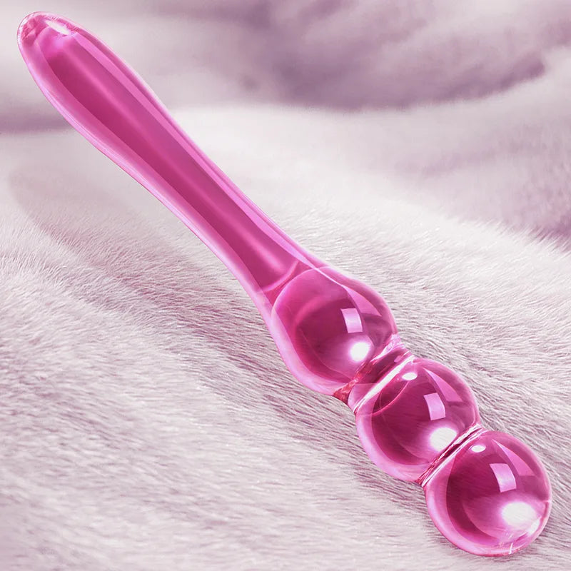 7.75Inch Glass Dildo with 3 Anal Beads