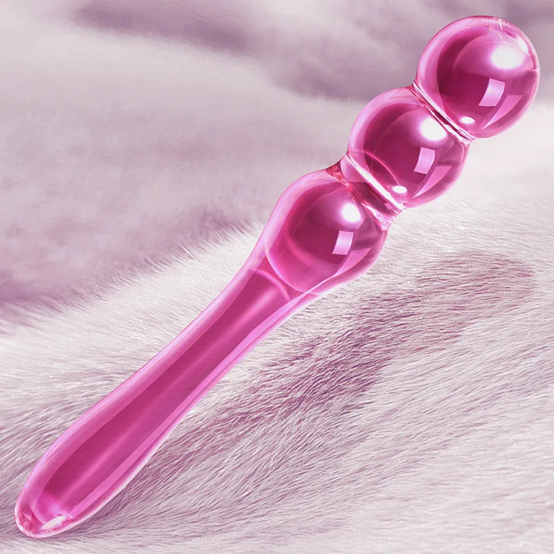 7.75Inch Glass Dildo with 3 Anal Beads